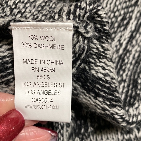 NSF Sweater Cowl CASHMERE Wool Oversized Ribbed Knit Sweater Black Gray Sz S - Picture 9 of 9